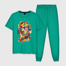 Мужская пижама хлопок с принтом Jordan colors в Екатеринбурге, 100% хлопок | брюки и футболка прямого кроя, без карманов, на брюках мягкая резинка на поясе и по низу штанин
 | 