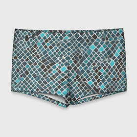 Мужские купальные плавки 3D Белые полосы и синие квадраты: в городе Новоалтайск, Полиэстер 85%, Спандекс 15% |  |