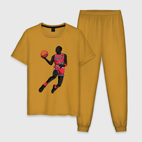 Мужская пижама хлопок с принтом Retro Jordan , 100% хлопок | брюки и футболка прямого кроя, без карманов, на брюках мягкая резинка на поясе и по низу штанин
 | 