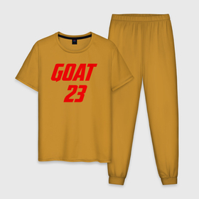 Мужская пижама хлопок с принтом Goat 23 , 100% хлопок | брюки и футболка прямого кроя, без карманов, на брюках мягкая резинка на поясе и по низу штанин
 | 