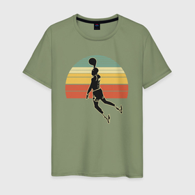 Мужская футболка хлопок с принтом Jordan dunk в Курске, 100% хлопок | прямой крой, круглый вырез горловины, длина до линии бедер, слегка спущенное плечо. | Тематика изображения на принте: 