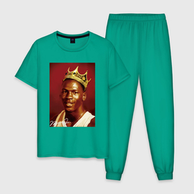 Мужская пижама хлопок с принтом Jordan king , 100% хлопок | брюки и футболка прямого кроя, без карманов, на брюках мягкая резинка на поясе и по низу штанин
 | Тематика изображения на принте: 
