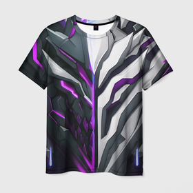 Мужская футболка 3D с принтом Броня адская и райская фиолетовая , 100% полиэфир | прямой крой, круглый вырез горловины, длина до линии бедер | 