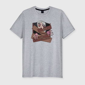 Мужская футболка хлопок Slim с принтом Старый проклятый дом в Кировске, 92% хлопок, 8% лайкра | приталенный силуэт, круглый вырез ворота, длина до линии бедра, короткий рукав | 