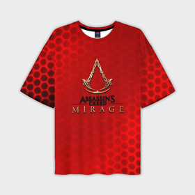 Мужская футболка oversize 3D с принтом Assassins Creed Mirage hexagon red в Санкт-Петербурге,  |  | 