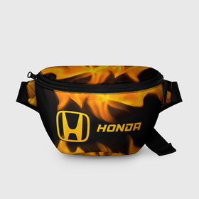 Поясная сумка 3D с принтом Honda   gold gradient по горизонтали в Санкт-Петербурге, 100% полиэстер | плотная ткань, ремень с регулируемой длиной, внутри несколько карманов для мелочей, основное отделение и карман с обратной стороны сумки застегиваются на молнию | 