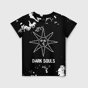Детская футболка 3D с принтом Dark Souls glitch на темном фоне в Кировске, 100% гипоаллергенный полиэфир | прямой крой, круглый вырез горловины, длина до линии бедер, чуть спущенное плечо, ткань немного тянется | Тематика изображения на принте: 