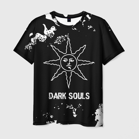 Мужская футболка 3D с принтом Dark Souls glitch на темном фоне в Екатеринбурге, 100% полиэфир | прямой крой, круглый вырез горловины, длина до линии бедер | 