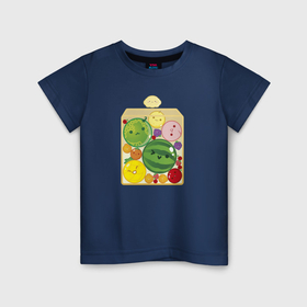 Детская футболка хлопок с принтом Suika game в Курске, 100% хлопок | круглый вырез горловины, полуприлегающий силуэт, длина до линии бедер | 