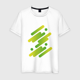 Мужская футболка хлопок с принтом Зеленые линии в Екатеринбурге, 100% хлопок | прямой крой, круглый вырез горловины, длина до линии бедер, слегка спущенное плечо. | 