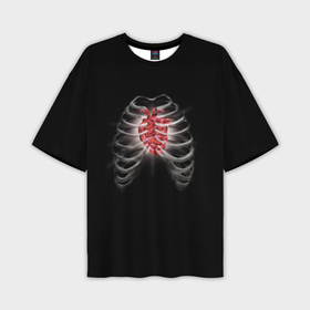 Мужская футболка oversize 3D с принтом Грудная клетка с сердцем кристаллом ,  |  | 