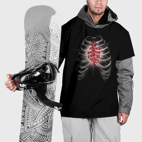 Накидка на куртку 3D с принтом Грудная клетка с сердцем кристаллом , 100% полиэстер |  | 