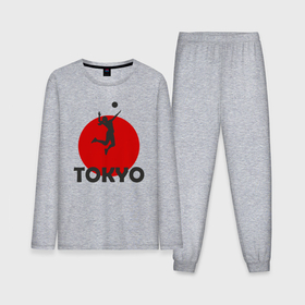 Мужская пижама с лонгсливом хлопок с принтом Волейбол в Токио в Кировске,  |  | 