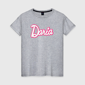 Женская футболка хлопок с принтом Дарья в стиле Барби   объемный шрифт в Санкт-Петербурге, 100% хлопок | прямой крой, круглый вырез горловины, длина до линии бедер, слегка спущенное плечо | 