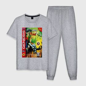 Мужская пижама хлопок с принтом Earth worm jim cover в Белгороде, 100% хлопок | брюки и футболка прямого кроя, без карманов, на брюках мягкая резинка на поясе и по низу штанин
 | 