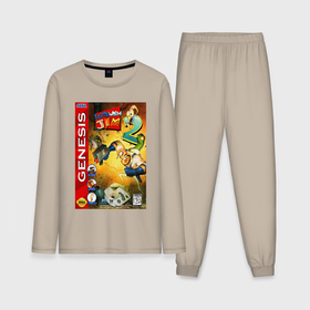 Мужская пижама с лонгсливом хлопок с принтом Earth worm jim 2 cover в Белгороде,  |  | Тематика изображения на принте: 