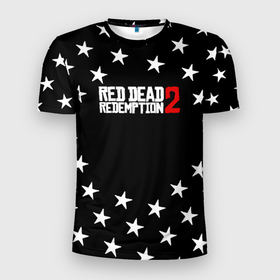 Мужская футболка 3D Slim с принтом Red Dead Redemption звёзды дикого запада в Санкт-Петербурге, 100% полиэстер с улучшенными характеристиками | приталенный силуэт, круглая горловина, широкие плечи, сужается к линии бедра | Тематика изображения на принте: 