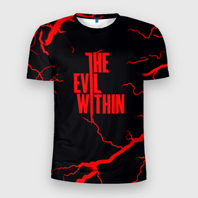 Мужская футболка 3D Slim с принтом The Evil Within молнии шторм , 100% полиэстер с улучшенными характеристиками | приталенный силуэт, круглая горловина, широкие плечи, сужается к линии бедра | 