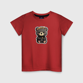 Детская футболка хлопок с принтом Очаровательный плюшевый медвежонок в Белгороде, 100% хлопок | круглый вырез горловины, полуприлегающий силуэт, длина до линии бедер | 
