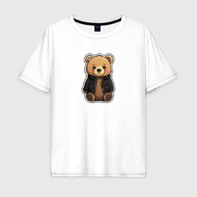 Мужская футболка хлопок Oversize с принтом Милый коричневый плюшевый медвежонок в Белгороде, 100% хлопок | свободный крой, круглый ворот, “спинка” длиннее передней части | 