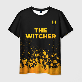 Мужская футболка 3D с принтом The Witcher   gold gradient посередине в Петрозаводске, 100% полиэфир | прямой крой, круглый вырез горловины, длина до линии бедер | 