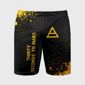 Мужские шорты спортивные с принтом Thirty Seconds to Mars   gold gradient вертикально в Кировске,  |  | 