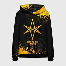 Мужская толстовка 3D с принтом Bring Me the Horizon   gold gradient в Кировске, 100% полиэстер | двухслойный капюшон со шнурком для регулировки, мягкие манжеты на рукавах и по низу толстовки, спереди карман-кенгуру с мягким внутренним слоем. | 