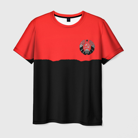 Мужская футболка 3D с принтом СССР патриотизм красно черный в Курске, 100% полиэфир | прямой крой, круглый вырез горловины, длина до линии бедер | 