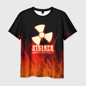 Мужская футболка 3D с принтом Stalker 2 flame в Белгороде, 100% полиэфир | прямой крой, круглый вырез горловины, длина до линии бедер | 