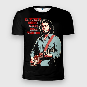 Мужская футболка 3D Slim с принтом Че Гевара с гитарой в Белгороде, 100% полиэстер с улучшенными характеристиками | приталенный силуэт, круглая горловина, широкие плечи, сужается к линии бедра | 