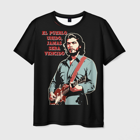 Мужская футболка 3D с принтом Че Гевара с гитарой в Екатеринбурге, 100% полиэфир | прямой крой, круглый вырез горловины, длина до линии бедер | 