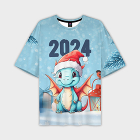 Мужская футболка oversize 3D с принтом 2024  праздничный дракончик ,  |  | 