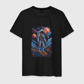 Мужская футболка хлопок с принтом Galactic wanderer в Кировске, 100% хлопок | прямой крой, круглый вырез горловины, длина до линии бедер, слегка спущенное плечо. | 