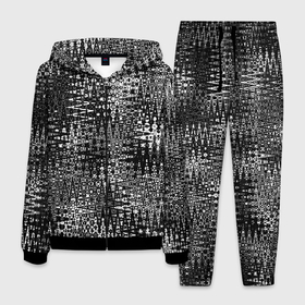 Мужской костюм 3D с принтом Абстракция чёрно белый в Новосибирске, 100% полиэстер | Манжеты и пояс оформлены тканевой резинкой, двухслойный капюшон со шнурком для регулировки, карманы спереди | 