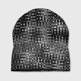 Шапка 3D с принтом Абстракция чёрно белый в Курске, 100% полиэстер | универсальный размер, печать по всей поверхности изделия | 