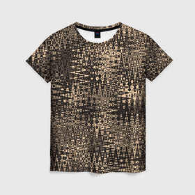 Женская футболка 3D с принтом Абстракция коричневый в Екатеринбурге, 100% полиэфир ( синтетическое хлопкоподобное полотно) | прямой крой, круглый вырез горловины, длина до линии бедер | 