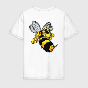 Мужская футболка хлопок с принтом Бойцовая пчела  с кулаками и жалом в Новосибирске, 100% хлопок | прямой крой, круглый вырез горловины, длина до линии бедер, слегка спущенное плечо. | 