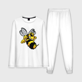 Мужская пижама с лонгсливом хлопок с принтом Пчела в момент нападения кулаки и жало в Екатеринбурге,  |  | Тематика изображения на принте: 