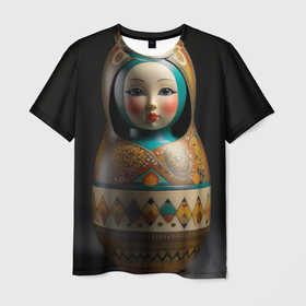 Мужская футболка 3D с принтом Матрёшка от ai в Белгороде, 100% полиэфир | прямой крой, круглый вырез горловины, длина до линии бедер | 