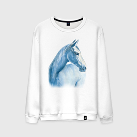 Мужской свитшот хлопок с принтом Голубая лошадь , 100% хлопок |  | Тематика изображения на принте: 