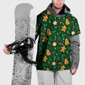 Накидка на куртку 3D с принтом New year pattern with green background в Санкт-Петербурге, 100% полиэстер |  | 