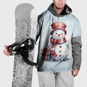 Накидка на куртку 3D с принтом New Years cute snowman в Новосибирске, 100% полиэстер |  | Тематика изображения на принте: 