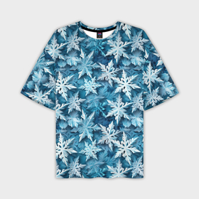 Мужская футболка oversize 3D с принтом New Years pattern with snowflakes в Санкт-Петербурге,  |  | 