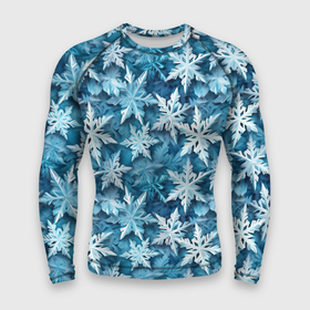 Мужской рашгард 3D с принтом New Years pattern with snowflakes в Санкт-Петербурге,  |  | 