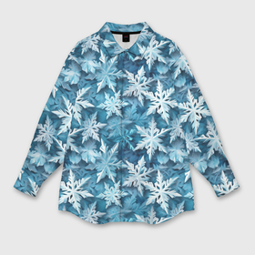 Мужская рубашка oversize 3D с принтом New Years pattern with snowflakes в Санкт-Петербурге,  |  | 
