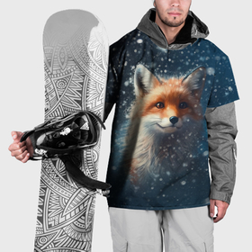 Накидка на куртку 3D с принтом Fox in the snow , 100% полиэстер |  | 