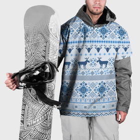 Накидка на куртку 3D с принтом Blue sweater with reindeer в Курске, 100% полиэстер |  | 