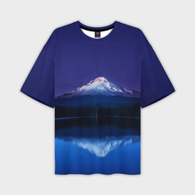 Мужская футболка oversize 3D с принтом Горный вулкан Фудзияма ,  |  | 