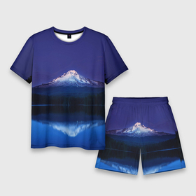 Мужской костюм с шортами 3D с принтом Горный вулкан Фудзияма ,  |  | Тематика изображения на принте: 