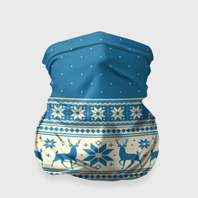 Бандана-труба 3D с принтом Sweater with deer on a blue background , 100% полиэстер, ткань с особыми свойствами — Activecool | плотность 150‒180 г/м2; хорошо тянется, но сохраняет форму | 